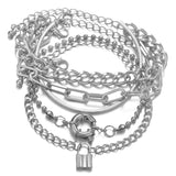 AVEURi 2023 Vintage Hip Hop Chain Bracelets Bangles For Women Punk Fashion Gold Silver Color Lock Circle Charm Bracelet Sets Jewelry