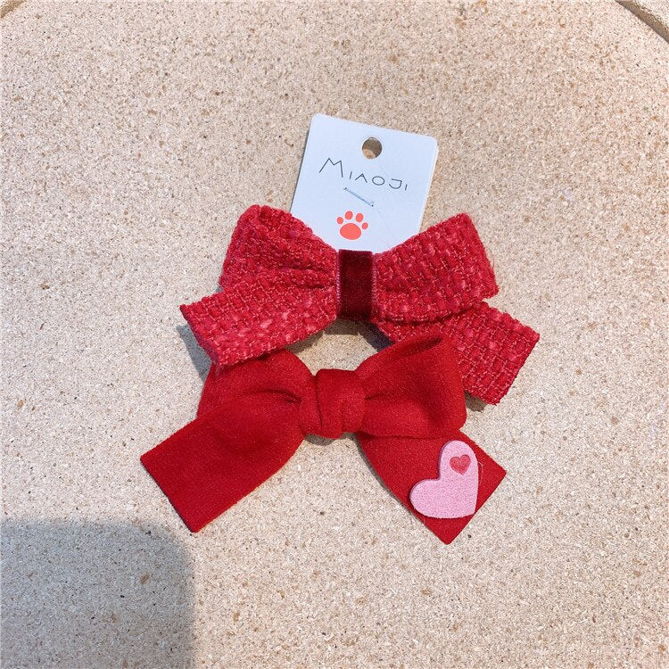 AVEURI Back to school preppy style Autumn And Winter Korean New Kids Hair Accessories Sweet Girl Fashion Cute Colorful Flannel Wool Bow Rubber Band Hair Rope