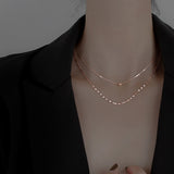 Fashion New 925 Silver Double-layer Circle Round Bead Pendant Necklace for Women Fine Jewelry Party Wedding Accessories