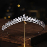 Christmas Gift Exquisite Crystal Rhinestone Crown Wedding Accessories Tiara Head Jewelry For Bride Princess Hairband Queen Diadem Silver Color
