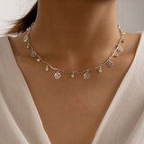Tocona Elegant Rose Flowers Chain Choker Neckalce for Women Shiny Rhinestone Tassel Clavicle Geoemtric Jewelry Collar 15635
