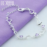 Aveuri Alloy Heart Purple Zircon Bracelet For Women Jewelry Engagement Party Christmas Gift