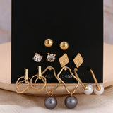 Aveuri 12 Pairs/Set Women's Earrings bead Earrings For Women Bohemian Fashion Jewelry 2023 Geometric Heart Stud Earrings