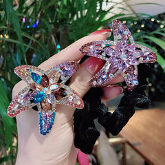 Aveuri Ball Head Rhinestone Starfish Tie Hair Large Intestine Ring New Adult Flannel Metal Hair Ring Headdress