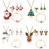 Christmas Gift 5PCS/Set Christmas Women Alloy Jewelry Set Santa Elk Bell Earrings Necklace Bracelet Decor Xmas Accessories Gift for Girl Women