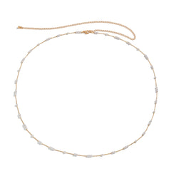 Aveuri Cute Kpop Bohemia Pearl Thin Belt Waist Beads Chain Jeans Delicate Body Jewelry for Women Harness Fashion Natural Decorations