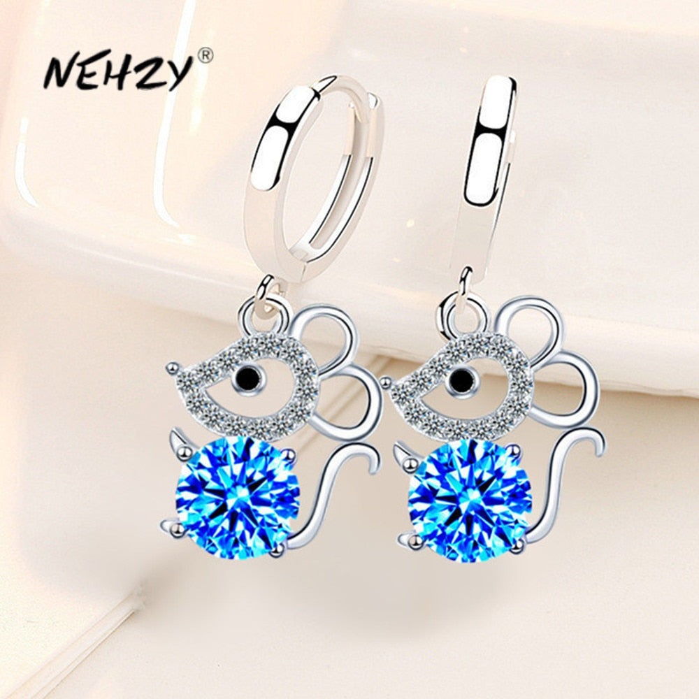 Christmas Gift alloy New Woman Fashion Jewelry Earrings Zircon Mouse Long Tassel Hollow Retro Hook Earrings