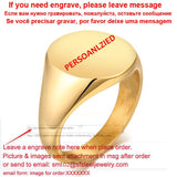 Personalized Stainless Steel Signet Ring In Gold Color Engraving Initial Letter Pinky Women Ring