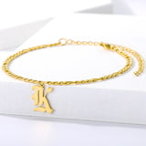 Aveuri A-Z Initial Letter Anklets For Women Stainless Steel 26 Old English Alphabet Anklet Boho Jewelry 2023 Gifts For The New Year
