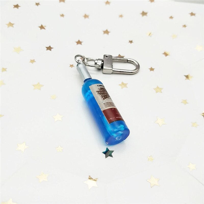 Aveuri Simple Funny Imitation Wine Bottle Keychain Fashion Tiny Earphone Cover Pendant Bag Accessory Key Chain Best Friend Gift Jewelry