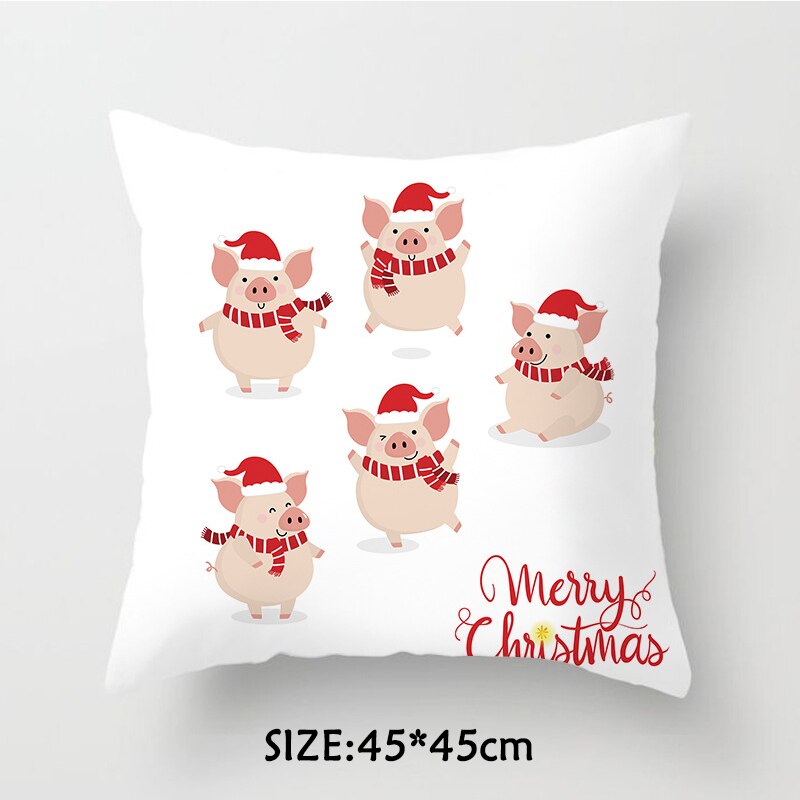 Christmas Gift 45cm Christmas Pillowcase Xmas Tree Santa Claus Elk Cushion Cover Merry Christmas Decor For Home Happy New Year Gift Favor 2022