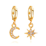 Aveuri New Sun Moon Earrings Color Exaggerated Asymmetrical Opal Earrings for Women Baroque Long Stud Earring 2023 Fashion Jewelry
