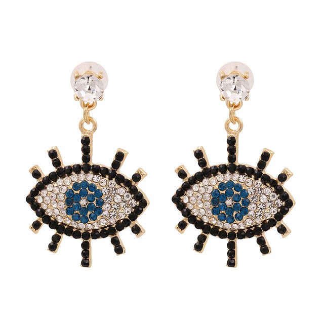 AVEURI Trendy Ethnic Love Heart Shape Evil Eye Drop Earrings For Women Vintage Statement Crystal Dangle Earring Jewelry Gift