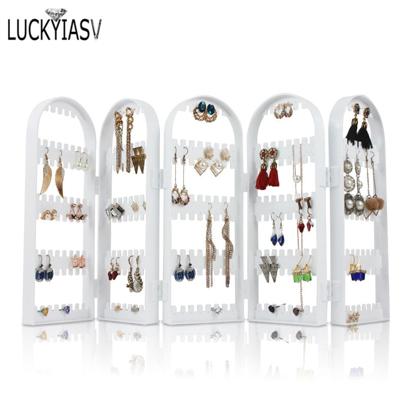 Christmas Gift Clear 120/180/240/360 holes Plastic Earrings Studs Display Rack Folding Screen Earring Jewelry Display Holder Storage For Stud