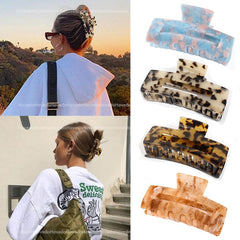 Aveuri Back to school High Quality Geometric Acetate Hair Claws Large Square Hair Crabs Clip Leopard Grain Hair Clamps For Women Hair Accessories