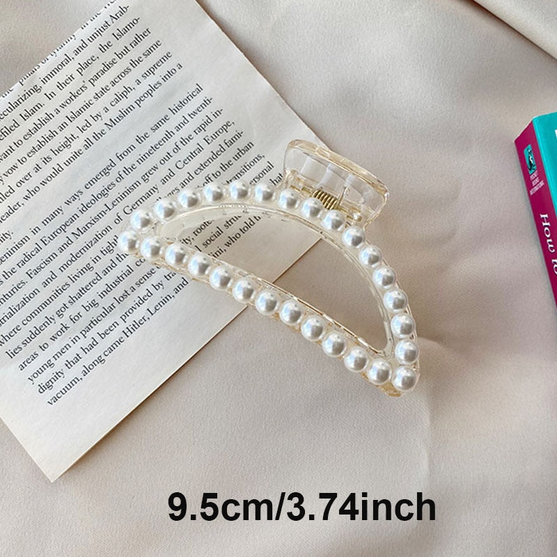 Aveuri Back to school New Elegant Pearl Hair Claws Woman Hair Clip Hairpins Hair Accessories Girls Hair Crab Headwear Hairgrip Fashion Barrettes