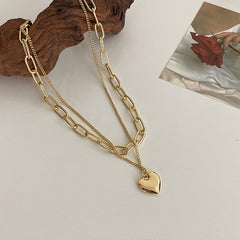 LATS Gold color necklace hip-hop sweater chain love pendant sweater chain long multi-layer necklaces for women Fashion Jewelry