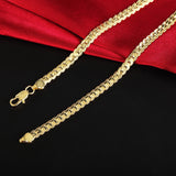 Aveuri Alloy 18/20/24 Inch 18k Gold 6mm Full Sideways Chain Necklace For Women Man Fashion Wedding Party Jewelry