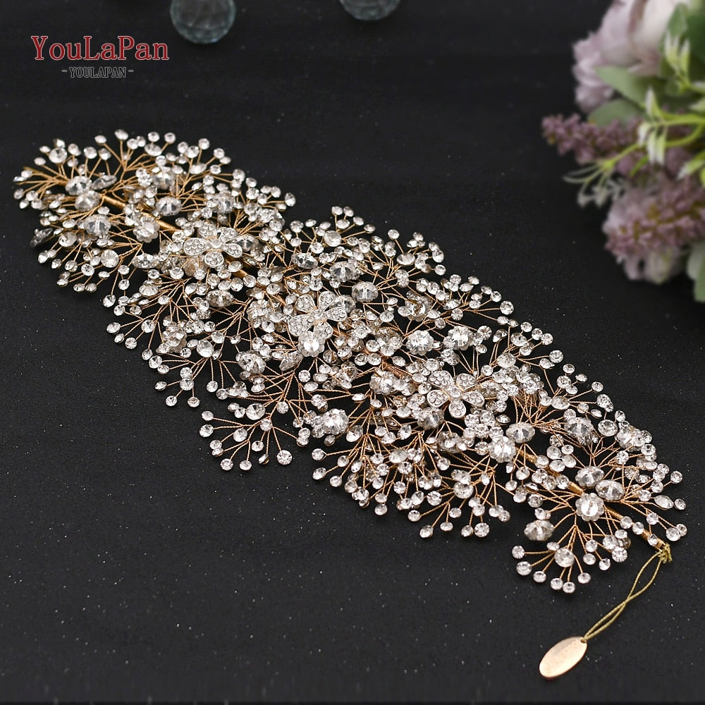 Aveuri HP240 Artificial Wedding Hair Accessories Exquisite Bridal Floral Headbands Wedding Big Crown For Bride Tiara Headwear