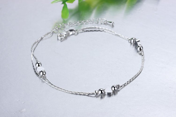 Christmas Gift Prevent allergy Anklet Bracelet 2 Layers Heart Charm Women Summer Charm Link Chain Beach Foot Anklet Gifts