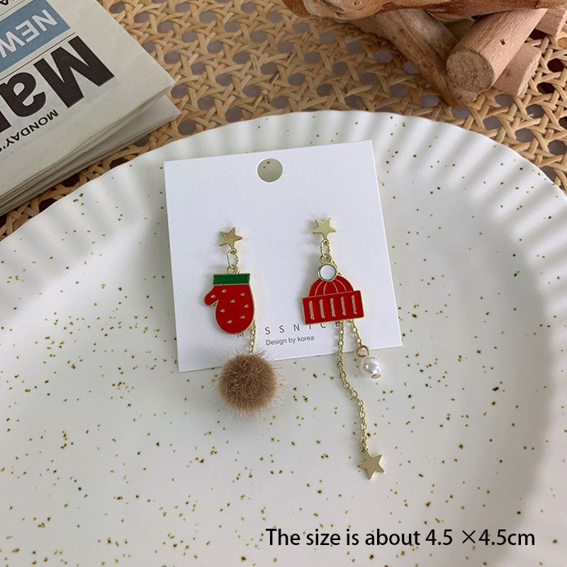 Christmas Gift New Trendy Statement Christmas Tree Earrings For Women Santa Claus Snowman Drop Earrings Jewelry Girls Christmas Gifts Wholesale