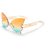 Aveuri Sen Maries Butterfly Rimless Sunglasses Women Luxury Brand Designer Fashion Oversized Steampunk Sunglasses Vintage Eyewear UV400