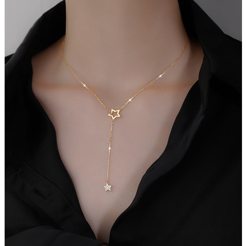 Christmas Gift Christmas Gift Cute Shiny Star Choker Drop Charm Necklaces Charming Woman Wedding Party Birthday Jewelry
