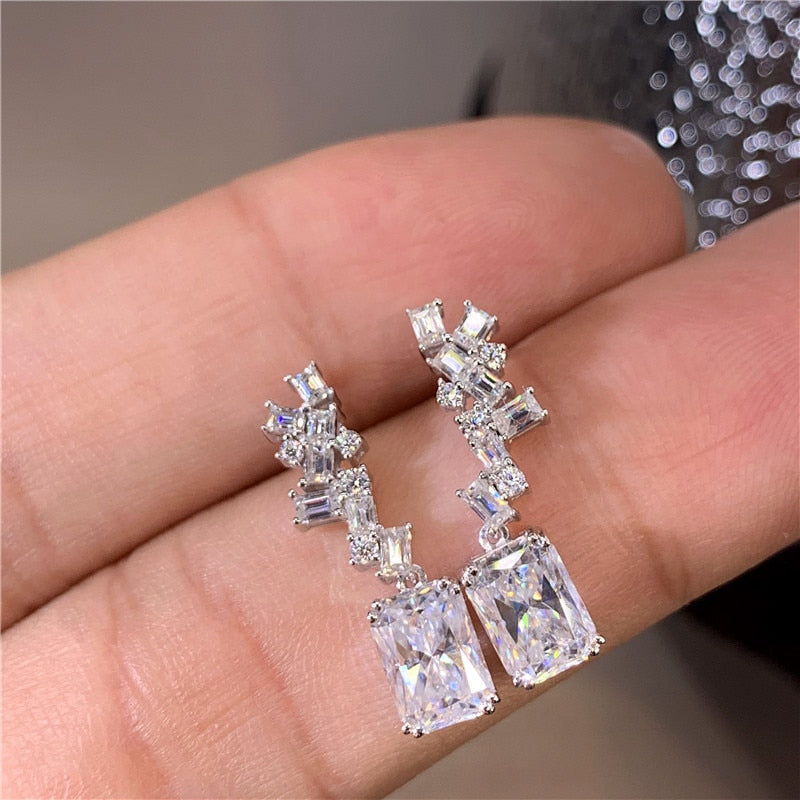 Graduation Gift Trendy Women Earrings with Geometric Cubic Zirconia Creative Jewelry for Wedding Engagement Gorgeous Anniversary Gifts