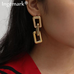 Aveuri Punk Chunky Thick Link U Shape Geometric Drop Earrings For Women Statement Knotted Link Dangle Long Earrings Fashion Ear Jewelry