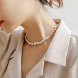 Aveuri Baroque Irregular Natural Fresh Water Pearl Choker Necklace Heart Pendant Chain Clavicle Women Wedding Jewelry Collares De Moda