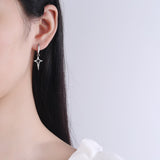 Christmas Gift alloy New Woman Fashion Jewelry High Quality Black Thai Silver Star Simple Retro Long Tassel Earrings