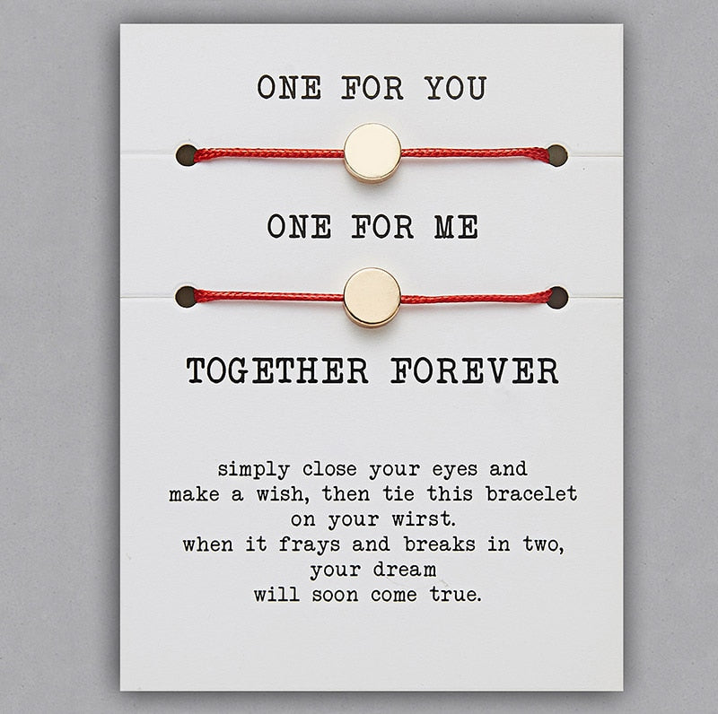 Christmas Gift 2pcs/set ONE FOR YOU ONE FOR ME Together Forever Love Infinity 8 Charm Bracelet Red String Couple Bracelets Lovers Wish Jewelry