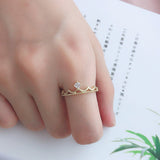 Aveuri Rings For Women light Luxury Style Princess Crown Zircon Rose Gold Color Daily Party Finger Ring Fashion Jewelry R020