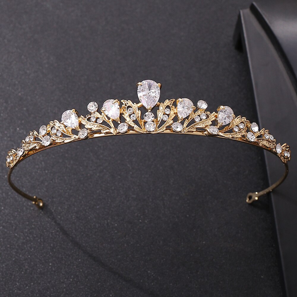 Wedding Vintage Crown Rhinestone Headband Gold Tiaras Hair Accessories Party Hair Jewelry Crystal Headpiece Headwear Gift