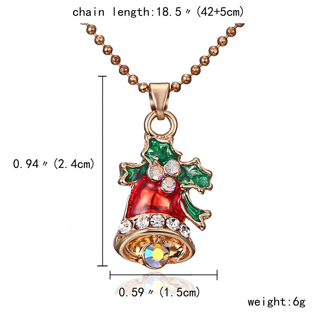 Christmas Gift Rinhoo Delicate Enamel Elk Deer Pendant Necklace Fashion Christmas Tree Snowman Bells Sock Clavicle Chain Jewelry Collier Femme