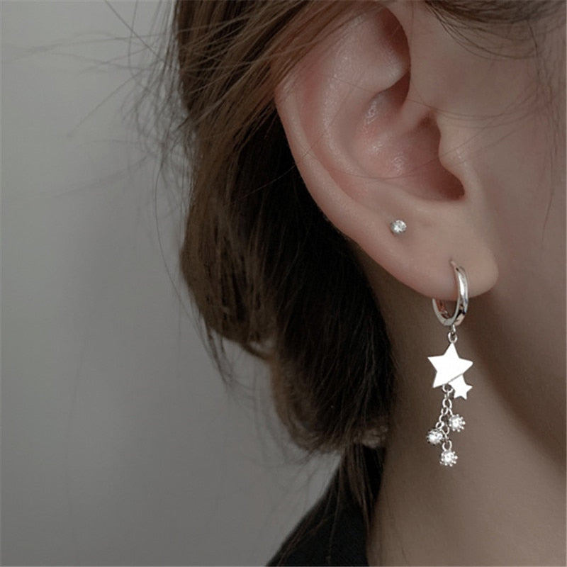 Christmas Gift Tassel Star Bead Stud Earrings For Women Girl Elegant Party Wedding Jewelry Prevent Allergy eh604