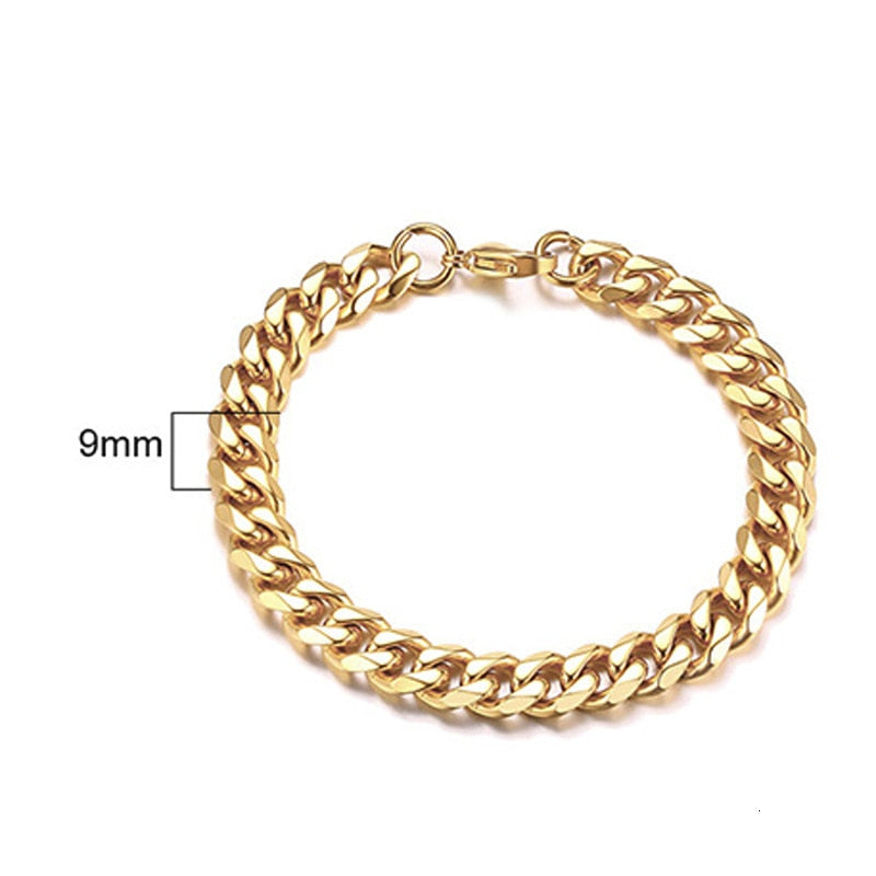 Aveuri Cuban Link Chain Bracelet for Men Women Couples Stainless Steel Wristbands 3mm to 11mm to Boyfreind husbands