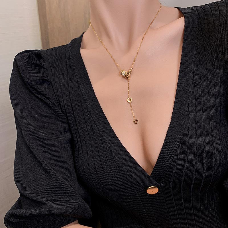 Christmas Gift 2023 new luxury titanium steel color fast Necklace Design feeling Roman digital pendant neck chain sexy girl neck chain jewelry