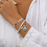AVEURi 2023 Elegant Bohemian Punk Snake Chain Bracelets For Women Girls Vintage Pearl Circle Shell Charm Bracelet Sets Gift Jewelry