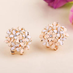 Stud Earrings for Women Female 2023 Boucle d'oreille Crystal Flower Clover Earring Gold Bijoux Jewelry Brincos Mujer