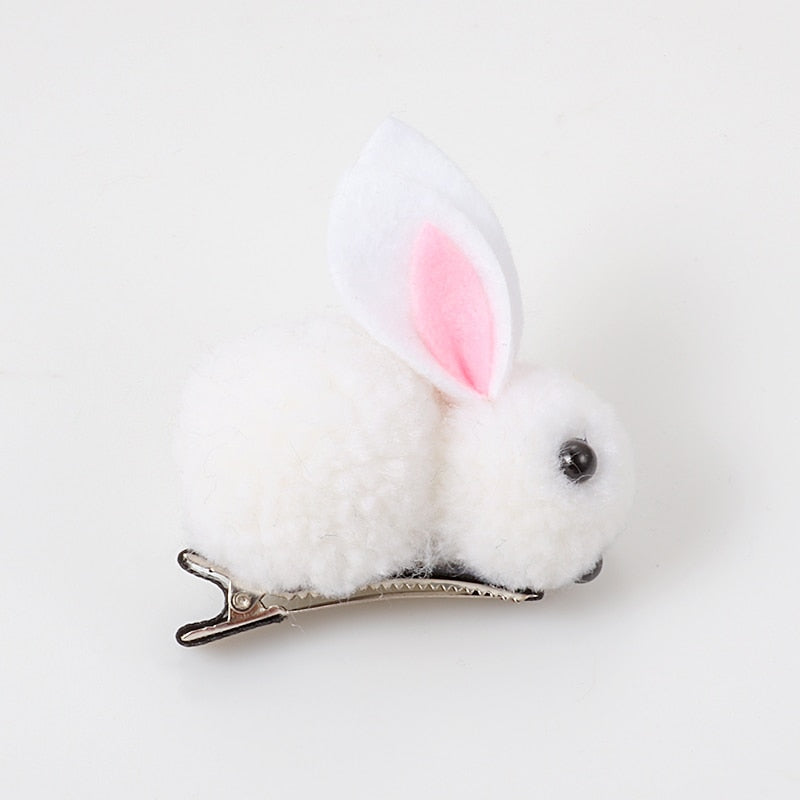 Back to school 2024 AVEURI Cute Hair Ball Rabbit Hair Clip Girl Plush Rabbit Ears Hair Clip 3D Plush Rabbit Hair Accessories Korea Simple Girl Headdress