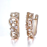 Aveuri Graduation gifts 585 Rose Gold Earrings For Women Girls Hollow Flower Pattern Luxury Wedding Earring Fashion Jewelry Valentines Gifts GE193