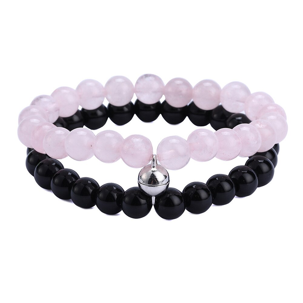 AVEURi 2023 Buddhism Ethnic Yoga Magnet Clasp Bracelet Trendy New 8Mm Natural Stone Beads Couple Strand Bracelet Best Friend Gifts