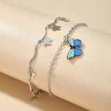 Aveuri Boho Butterfly Shiny Rhinestone Tassel Anklets for Women Colorful Bead Gold Alloy Metal Foot Chain Summer Jewelry 14121