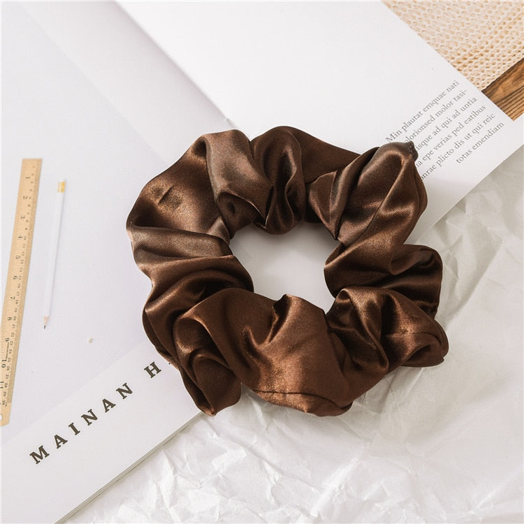 Aveuri Back to school Women Satin Silk Hair Tie Elastic Scrunchies Ponytail Holder Hair Rope Rings New Christmas Hair Accessories