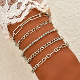 AVEURi 2023 Vintage Punk Simple Box Chain Bracelets Women Men Fashion Multilayer Silver Color Bracelet Sets Couples Boho Jewelry