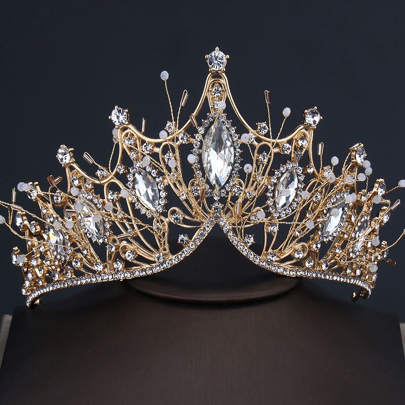 Aveuri Christmas Gift Vintage Baroque Headbands Crystal Luxury Tiaras Crowns Bride Headpieces Bridal Hair Jewelry for Women Wedding Hair Accessories