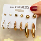 Aveuri Vintage Geometric Gold Metal Earrings Set For Women Punk bead Dangle Drop Earrings 2023 Trend Set of Earrings Jewelry