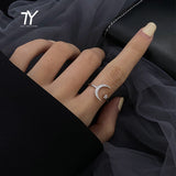 Christmas Gift 2023 New Star Moon Shape Open ring For Woman Fashion Korean Jewelry Luxury Girl's Finger Accessories Unusual Wedding Rings