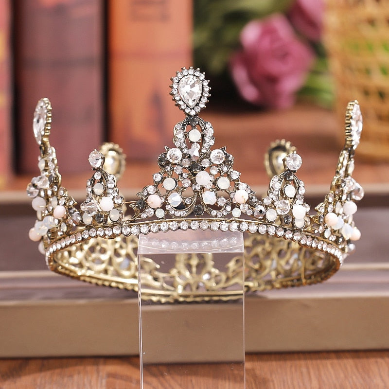 Christmas Gift Crystal Rhinestone Round Crown Tiara Hair Jewelry Wedding Hair Accessories Bridal Hair Jewelry Queen Party Crown And Tiaras Gift